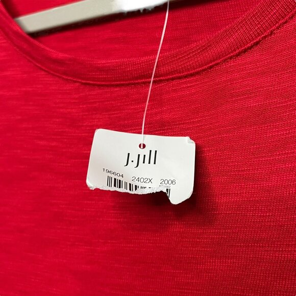 NEW J. Jill Tiered Slub Knit Maxi Dress 2X Red Plus Flowy Beach Summer FLAW - Picture 4 of 11